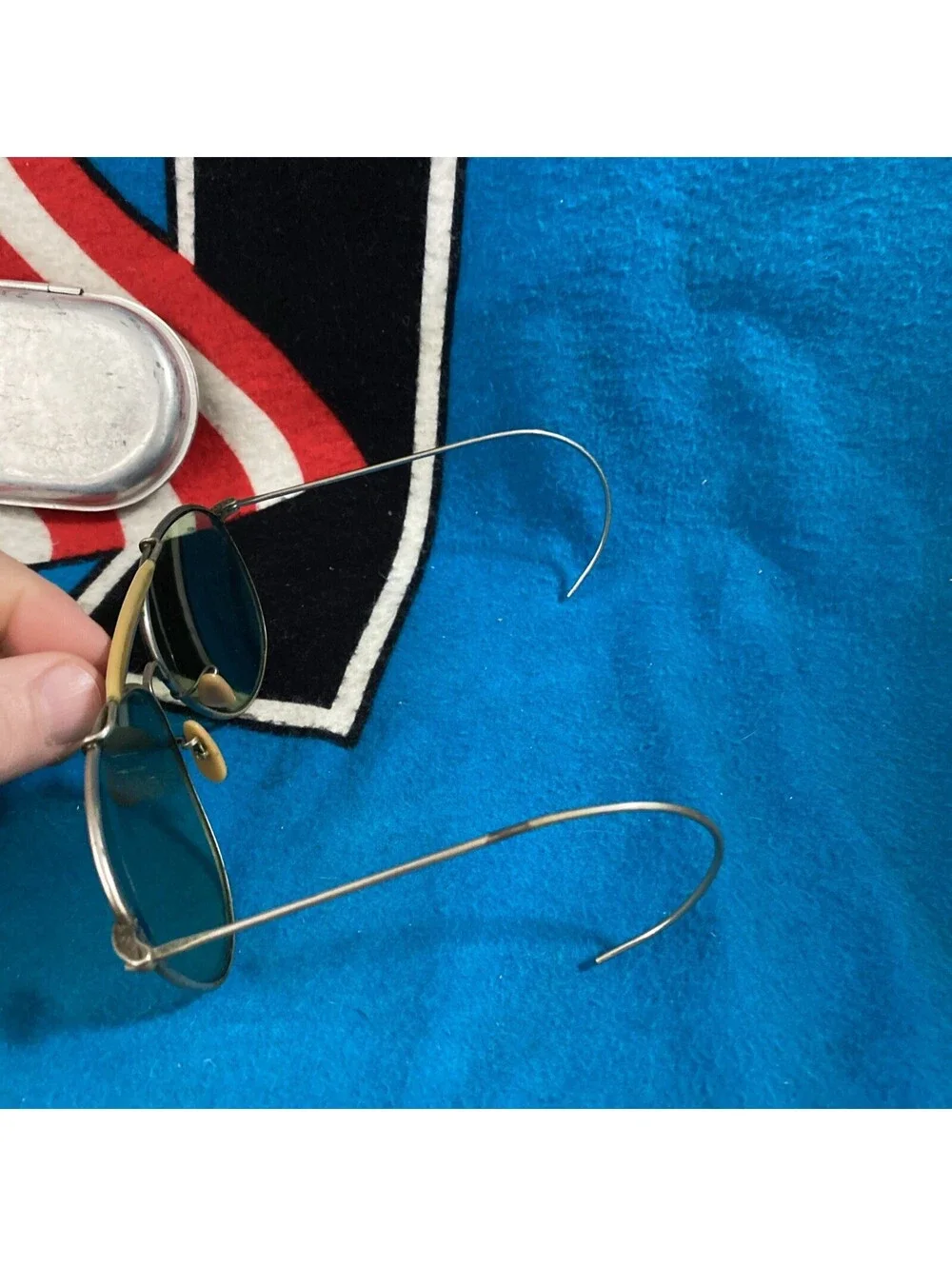 USA Vintage Aviator WWII Bausch & Lomb Army Navy Sunglasses Engraved Case Pilot